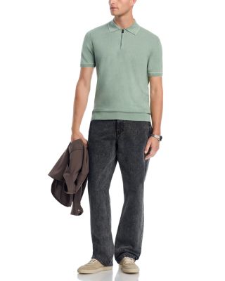 Linen Blend Knit Polo Sweater