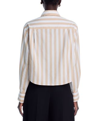 Renata Striped Poplin Cropped Top