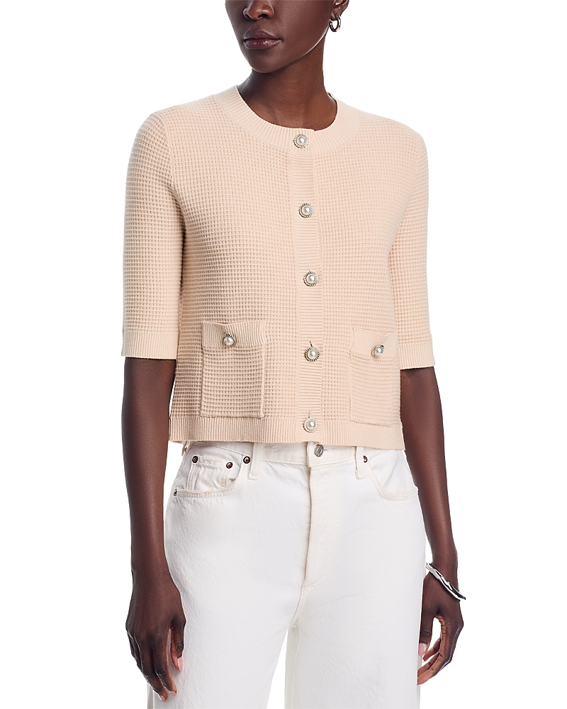 Shop Sioni Waffle Knit Button Front Sweater