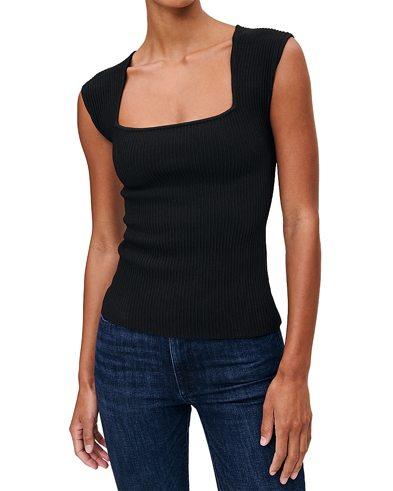 Dl1961 Square Neck Sculpted Top In Black