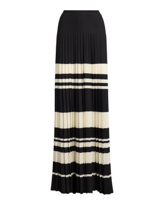Ralph Lauren Striped Pleated Georgette Wide Leg Pants