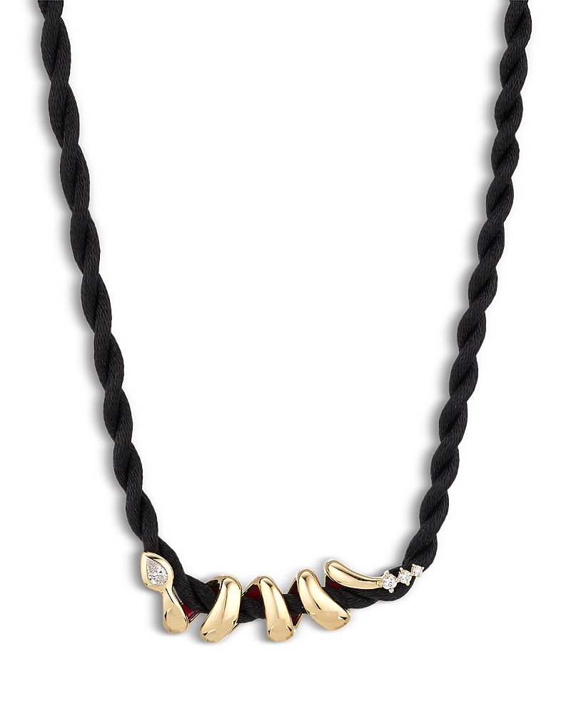 Adina Reyter 14K Yellow Gold Year of the Snake Xl Diamond Wrap Big Bead Cord Necklace, 16