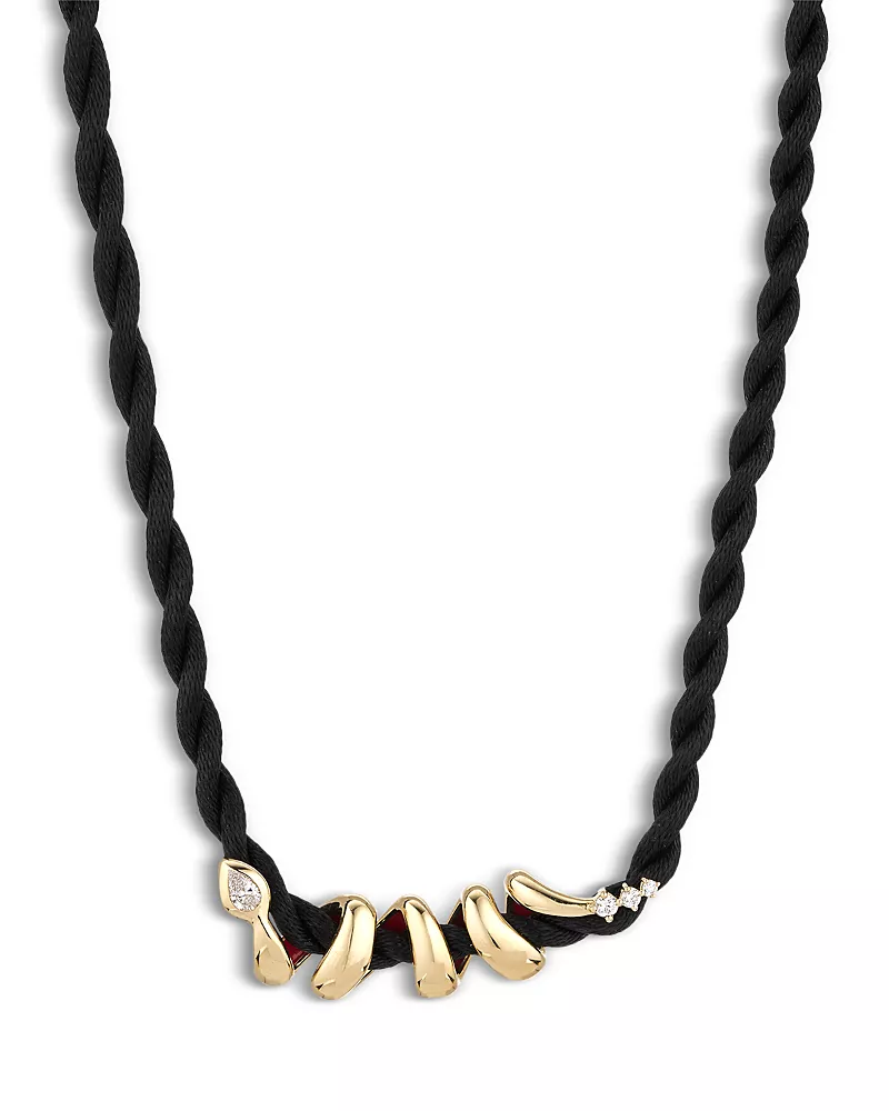 Adina Reyter 14K Yellow Gold Year of the Snake Xl Diamond Wrap Big Bead Cord Necklace, 16