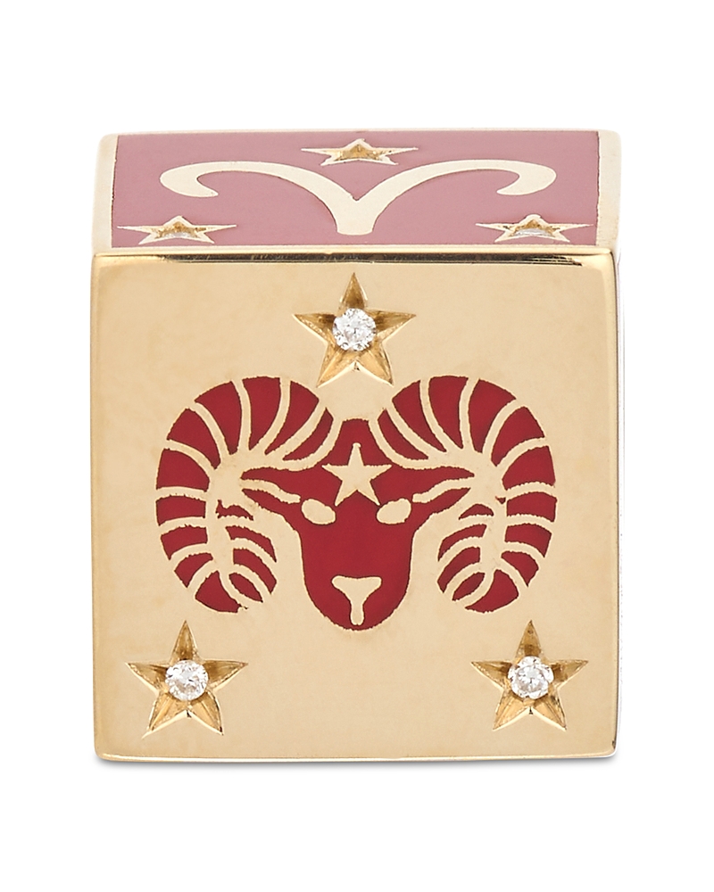 ADINA REYTER 9K ARIES ZODIAC DIAMOND & CERAMIC BLOCK BIG BEAD