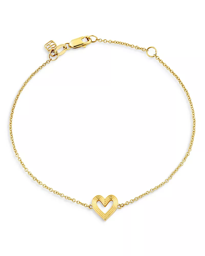 Sydney Evan 14K Yellow Gold Fluted Heart Chain Link Bracelet