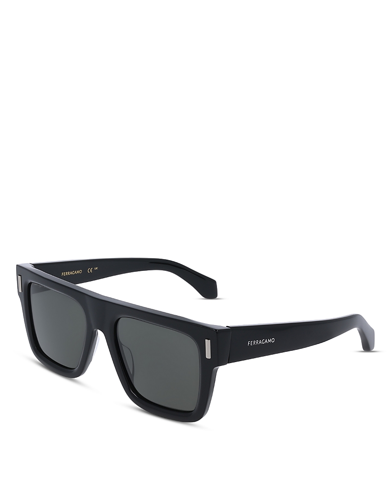 Ferragamo Renew Rivet Oversized Square Sunglasses, 53mm In Black