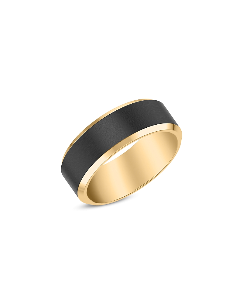 Bloomingdale's Fine Collection Men's Beveled Band In Black & Yellow Tungsten