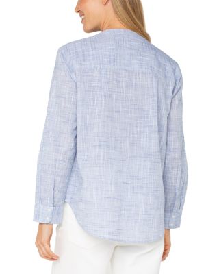 Long Sleeve Button Front Woven Top