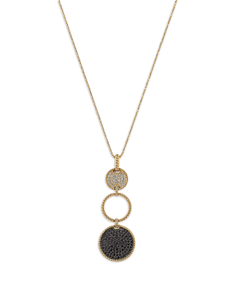 Bloomingdale's Fine Collection White & Black Diamond Circle Pendant Necklace in 14K Yellow Gold, 0.90 tcw