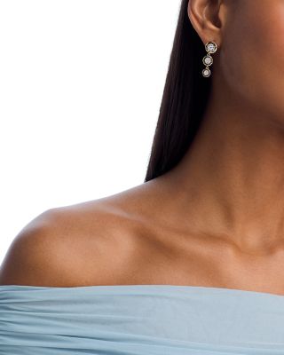 Diamond Bezel Cluster Drop Earrings in 14K Textured Yellow Gold, 0.75 tcw