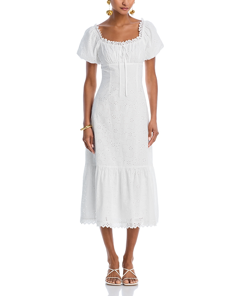 AQUA EYELET MIDI DRESS - EXCLUSIVE