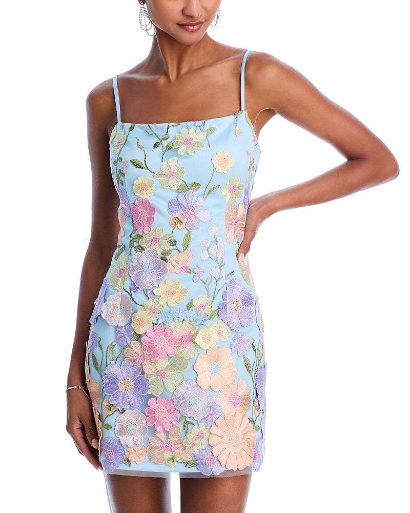 Shop Aqua Embroidered Mini Dress - Exclusive