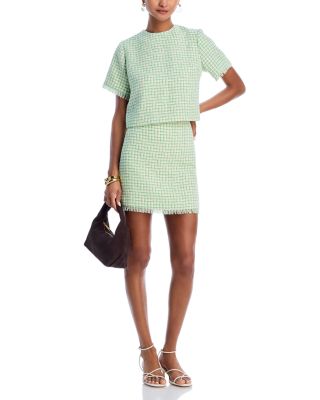 Box Pattern Tweed Top