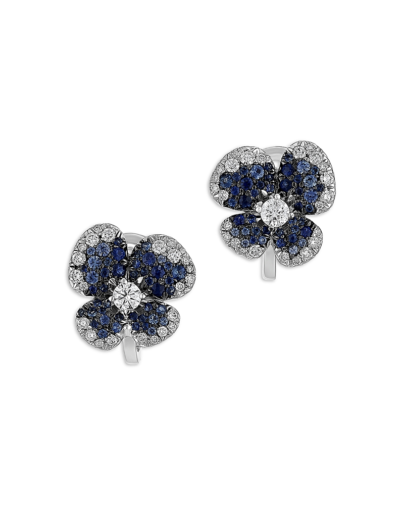 Miseno Jewelry 18k White Gold Ischia Ombre Clover Blue Sapphire & Diamond Stud Earrings In White