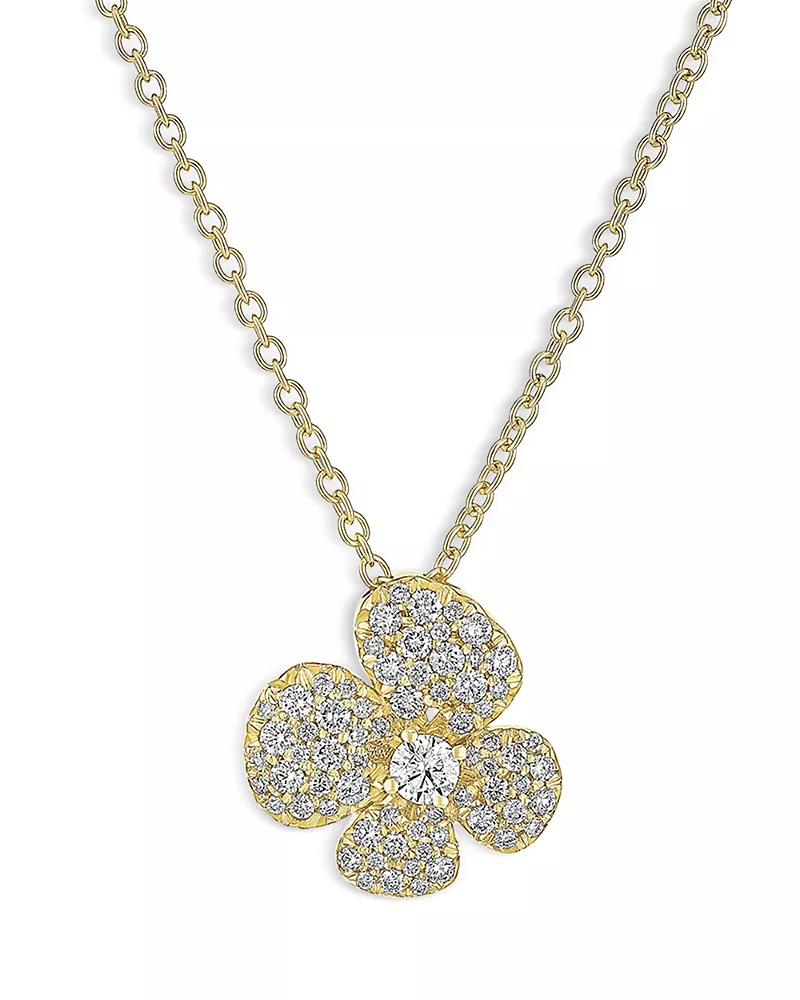Miseno Jewelry 18K Yellow Gold Ischia Diamond Clover Pendant Necklace, 16