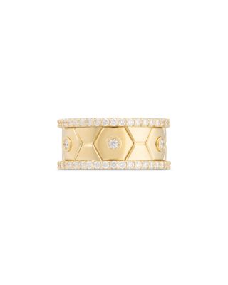 18K Yellow Gold Baia Diamond Hexagon Band