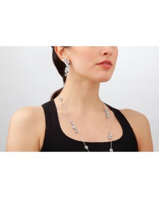 18K White Gold Diamond, Emerald & Blue Sapphire Earrings