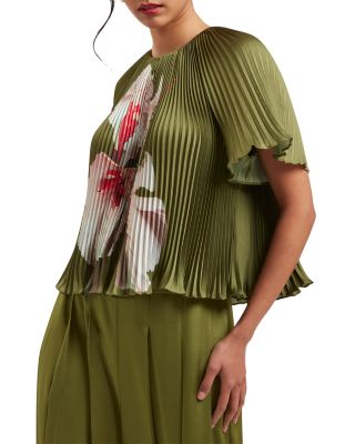 Ted Baker - Lionaa Satin Pleated Floral Blouse