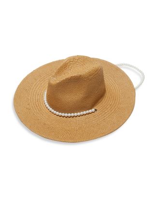 Lele Sadoughi Faux Pearl Strand Straw Hat | Bloomingdale display picture 3