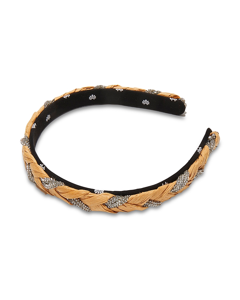 Lele Sadoughi Gigi Raffia Braid Headband In Natural Crystal
