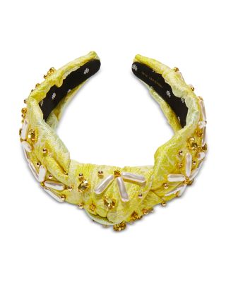 Floral Brocade &amp; Faux Pearl Knotted Headband