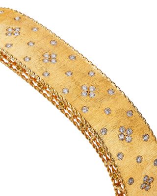 18K Yellow Gold Princess Diamond Square Bangle Bracelet