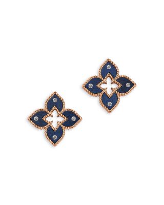 Roberto Coin - 18K Rose Gold Venetian Princess Titanium Diamond Flower Stud Earrings