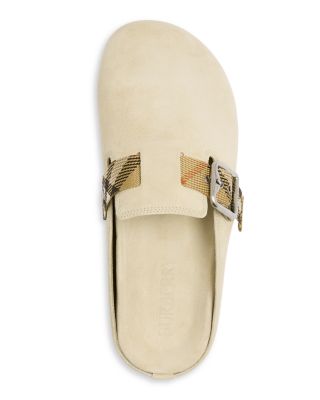 【関税込み】Burberry ベージュ Urchin スエード クロッグ Burberry: ベージュ Urchin スエード クロッグ | SSENSE 日本