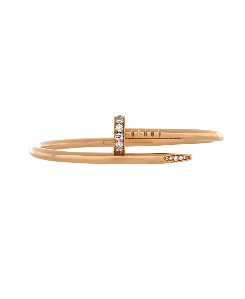 Pre-owned Pre-owned Cartier Cartier Classic Juste Un Clou Bracelet 18k Rose Gold With Diamonds