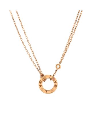 Pre-Owned Cartier - 2 Diamonds Love Pendant Necklace 18K Rose Gold with Pink Sapphire and Diamond