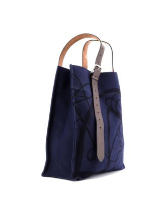 Etriviere Shopping Tote Printed Toile and Leather