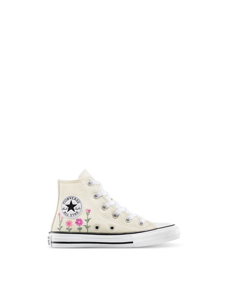 Converse Girls' Chuck Taylor All Star Hi Joyful Florals Lace Up Sneakers - Toddler, Little Kid In Egret/lt Jellyfish Jitter