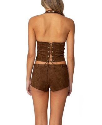  Sloane Faux Suede Halter Top