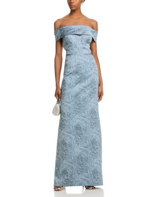 Jacquard Off-the-Shoulder Gown