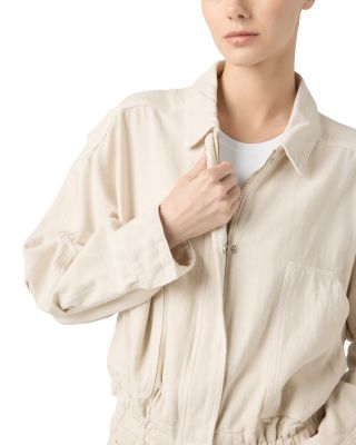 Zippered Drawstring Hem Jacket