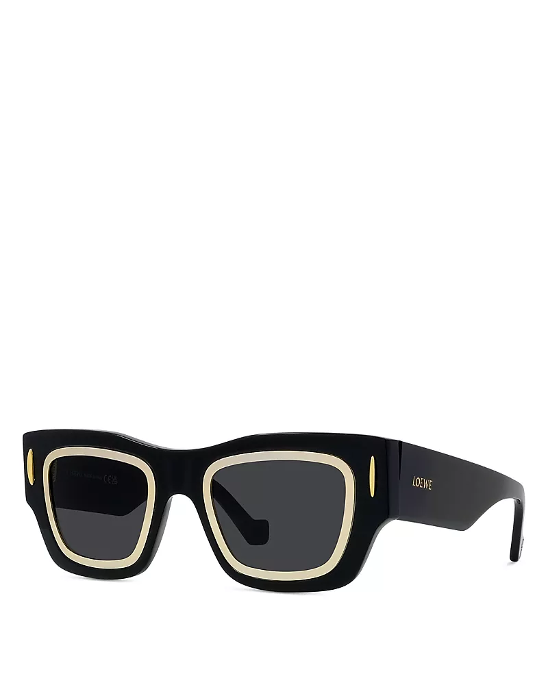 Loewe Signature Black Geometric Sunglasses, 53mm