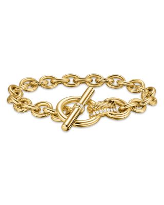 David Yurman - DY Mercer&reg; Toggle Chain Bracelet in 18K Yellow Gold with Diamonds, 8mm