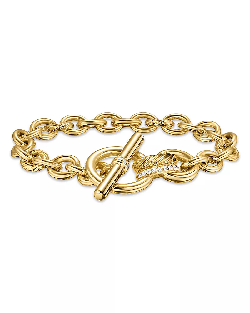 Dy Mercer Toggle Chain Bracelet in 18K Yellow Gold with Diamonds, 8mm