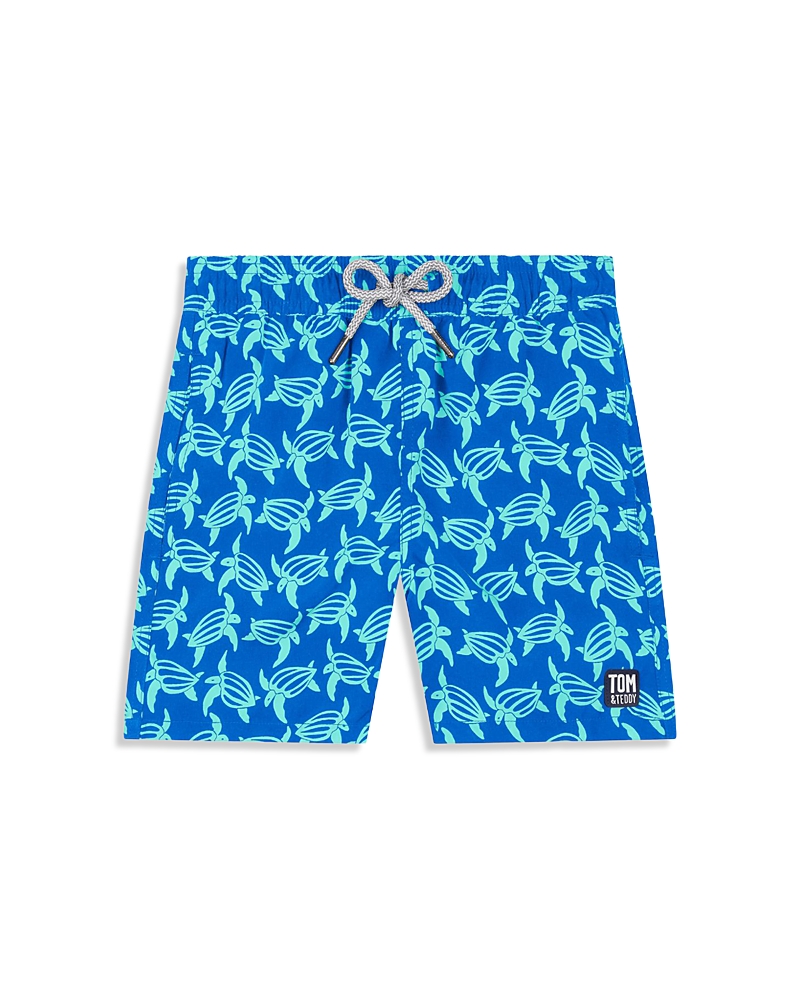 Tom & Teddy Boys' Turtle Swim Trunks - Little Kid, Big Kid In Blue Ice