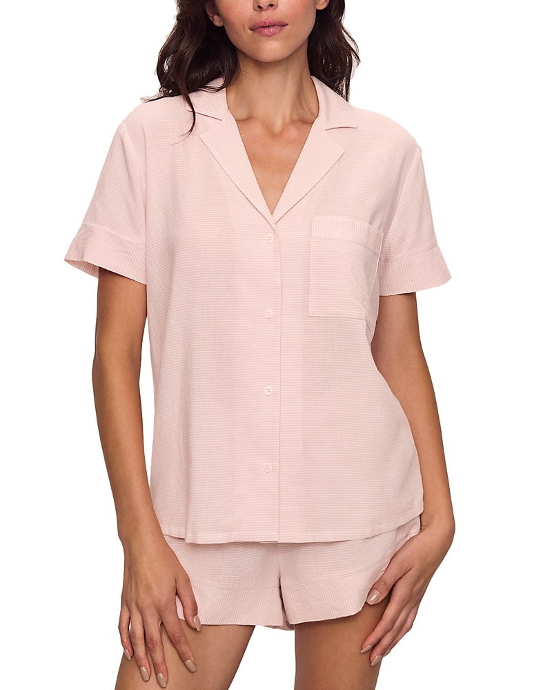 Eberjey Nautico Shortie Pajama Set In Feeder Stripes In Pink