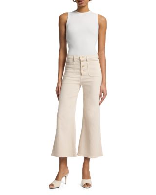 Ultra High Rise Cropped Flare Jeans in Creme