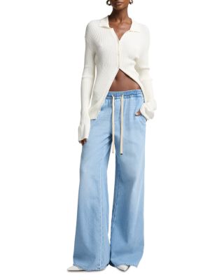 Drawstring High Rise Wide Leg Jeans in Hana