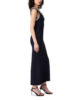 Sage Knitted Trim Dress