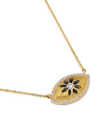 Diamond Evil Eye Flower Pendant Necklace in 14K Yellow Gold, 0.40 tcw  