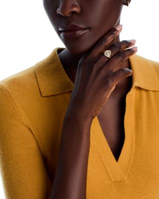 Pear Halo Lab Grown Diamond Signet Ring in 14K Yellow Gold, 0.4 tcw