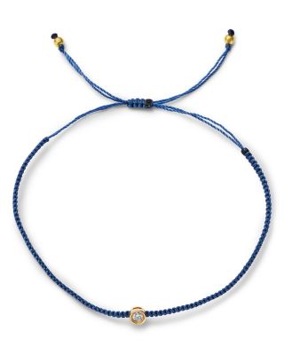 Moon & Meadow - 14K Yellow Gold Hilo Lab Grown Diamond Blue String Slider Bracelet