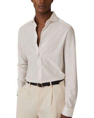 REISS - Hayes Long Sleeve Jacquard Jersey Shirt