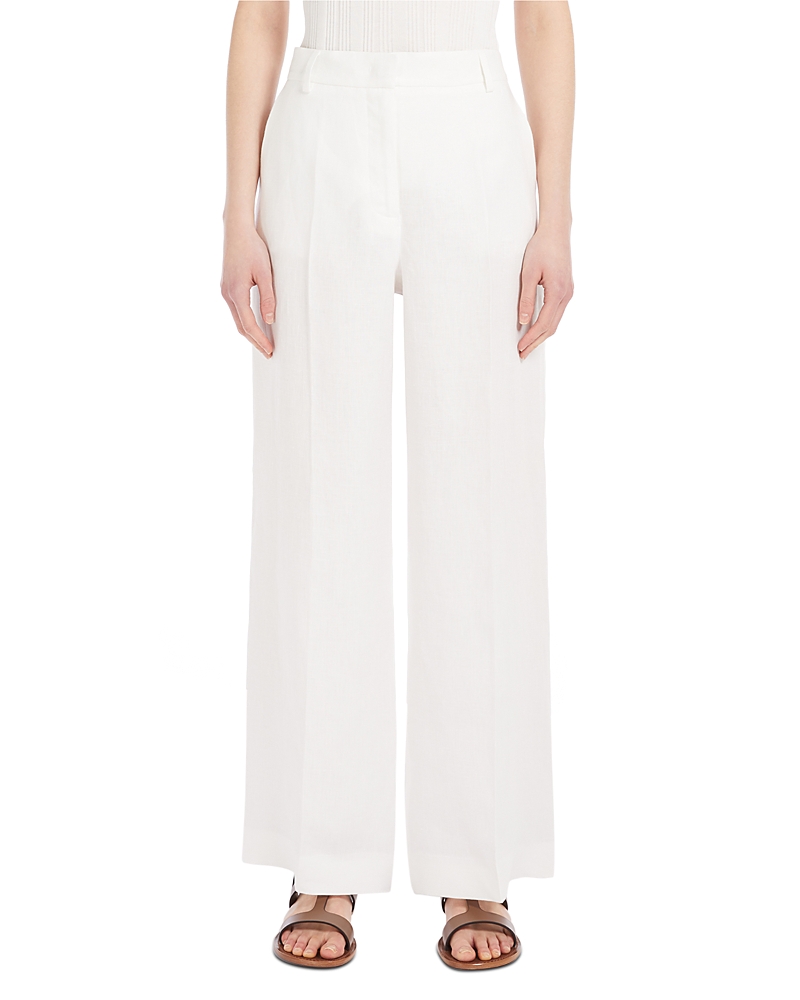 Weekend Max Mara Malizia Flax Linen Trousers In White