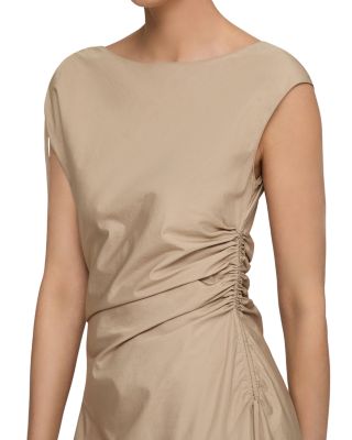 Gathered Tie Sleeve Midi Dress