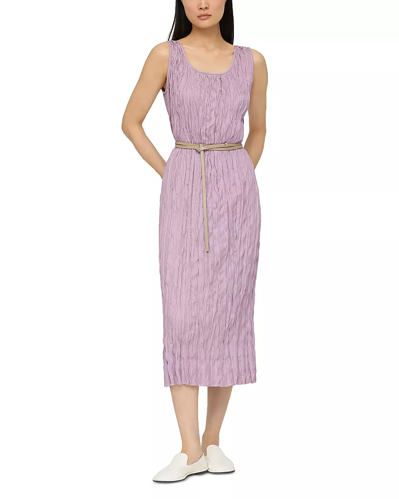 Lafayette 148 New York Scoop Neck Pleated Midi Dress